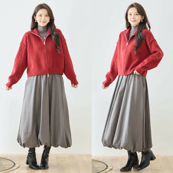 【M〜L】ダブルジップアップニットジャケット|軽やかニットアウター・ショート丈・reve bleu N25-274