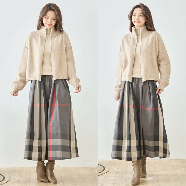 【M〜L】ダブルジップアップニットジャケット|軽やかニットアウター・ショート丈・reve bleu N25-274