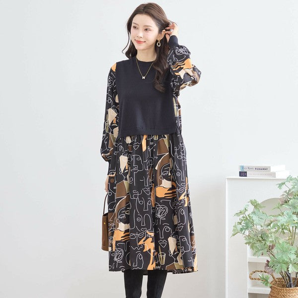 NU3D 120cm 異素材 ドッキングワンピース ネット編み マーメイド