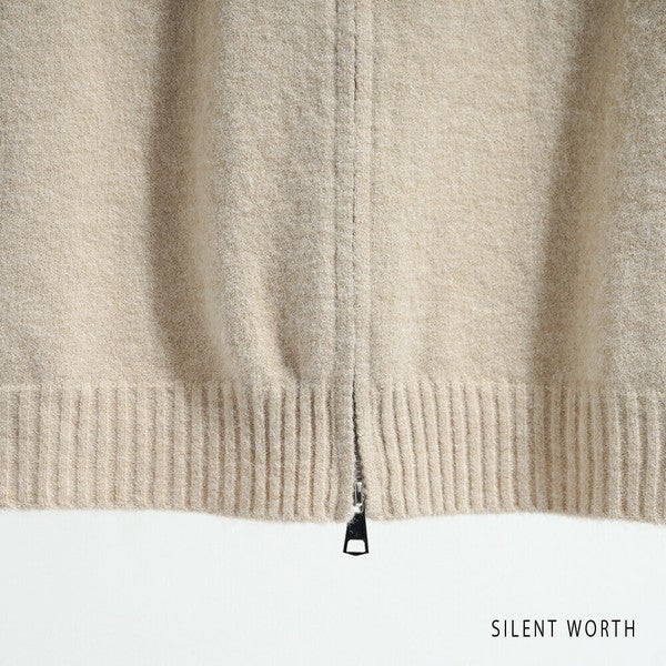 【Mサイズ】フード付ジップアップニットベスト|重ね着しやすいショート丈・SILENT WORTH Y-0177