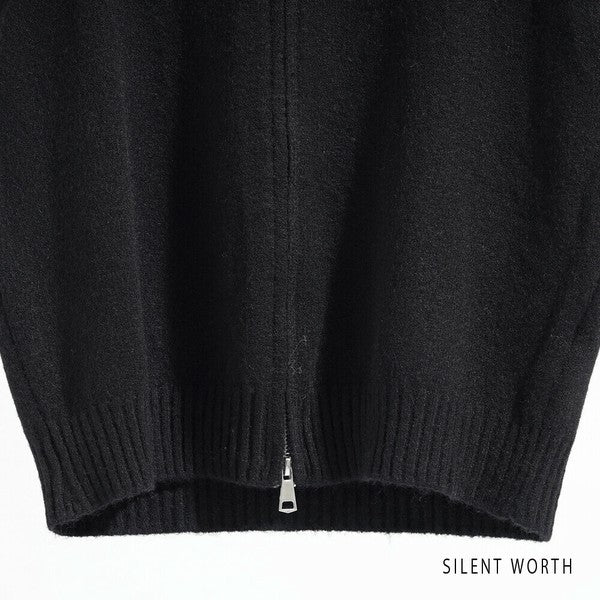 【Mサイズ】フード付ジップアップニットベスト|重ね着しやすいショート丈・SILENT WORTH Y-0177