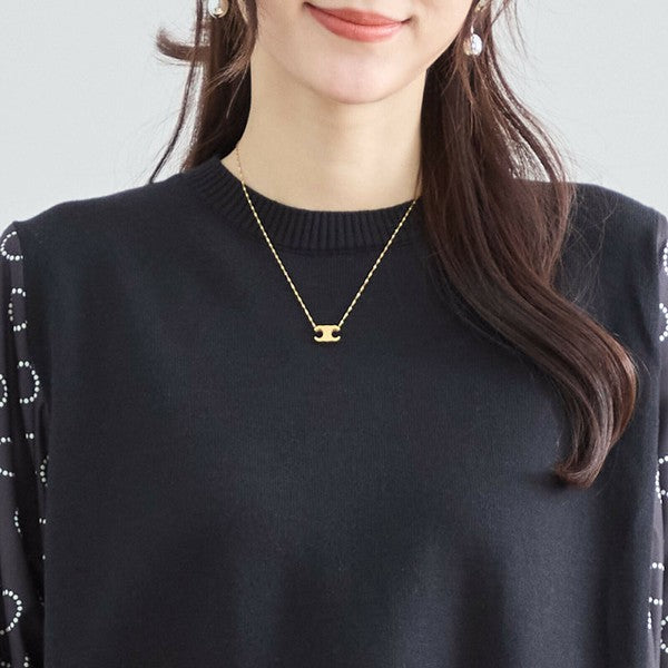 【L〜LL】異素材ドッキングサークル柄ワンピース|TRUBE 秋冬 レディース 長袖 ロング丈 体型カバー 大人可愛い N83-012