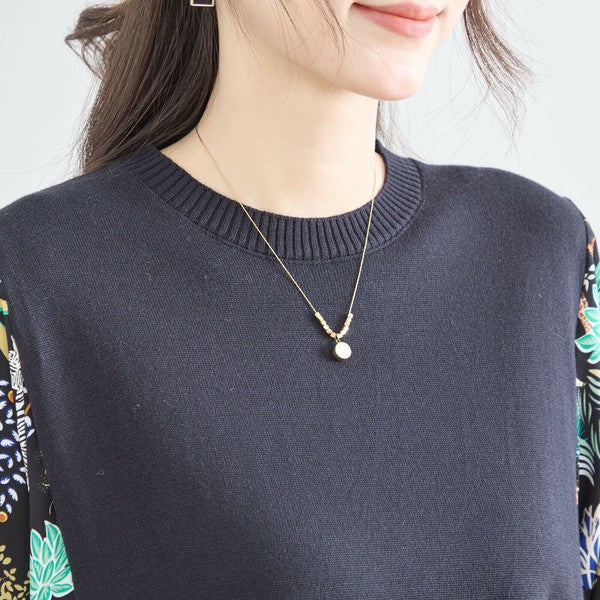 【L〜LL】レイヤード風サファリプリントワンピース|異素材切替・アニマル柄・長袖・TRUBE・N83-060