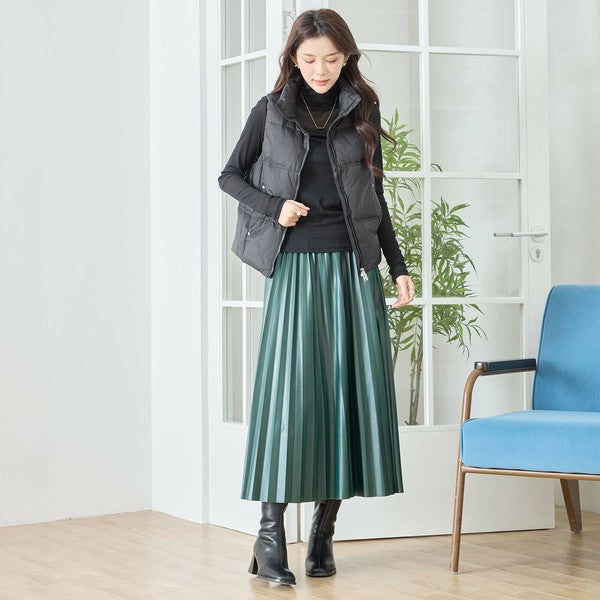 【M〜L】スタンドカラーミドルダウンベスト|軽量・保温・ダブルジップ・TRUBE・N32-096