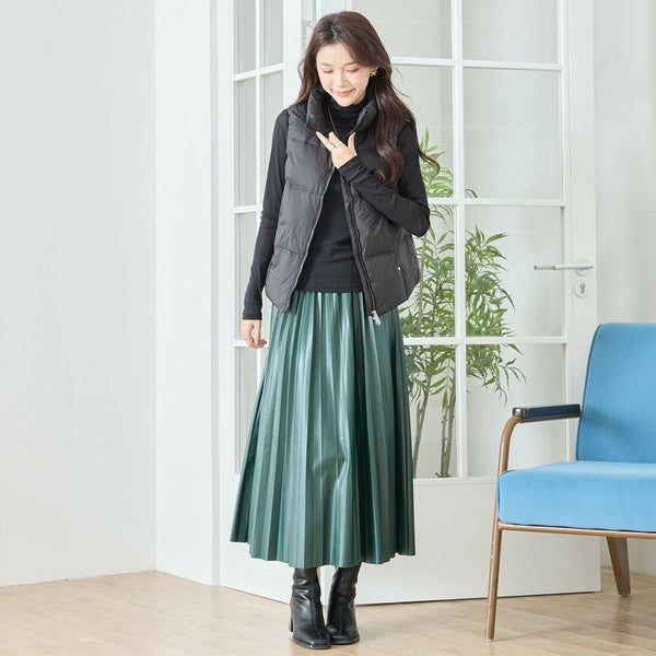 【M〜L】スタンドカラーミドルダウンベスト|軽量・保温・ダブルジップ・TRUBE・N32-096