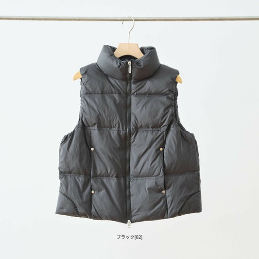 【M〜L】スタンドカラーミドルダウンベスト|軽量・保温・ダブルジップ・TRUBE・N32-096