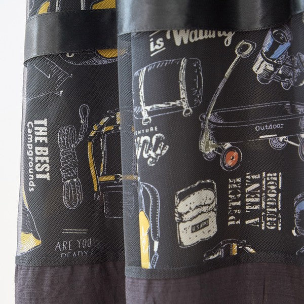 異素材切り替え チュール ワンピース 半袖 カフェ柄プリント 重ね着風 ゆったり M-L