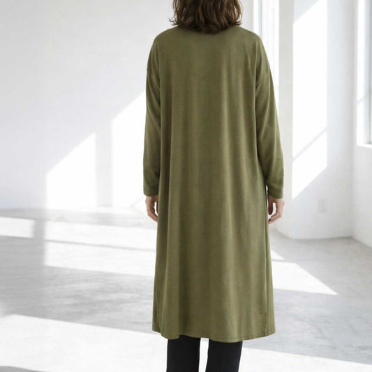 薄手 ニットソー ロング カーディガン 春 夏 秋 ゆったり 大人ルーズ 体型カバー M