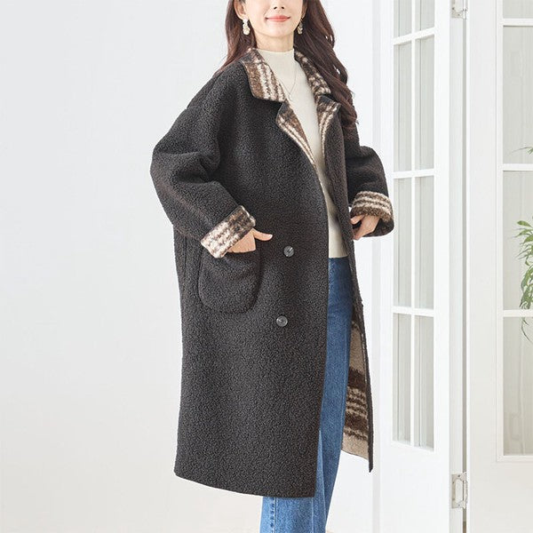 アウター コート ロングコート リバーシブル ゆったり 体型カバー 秋 冬 L LL