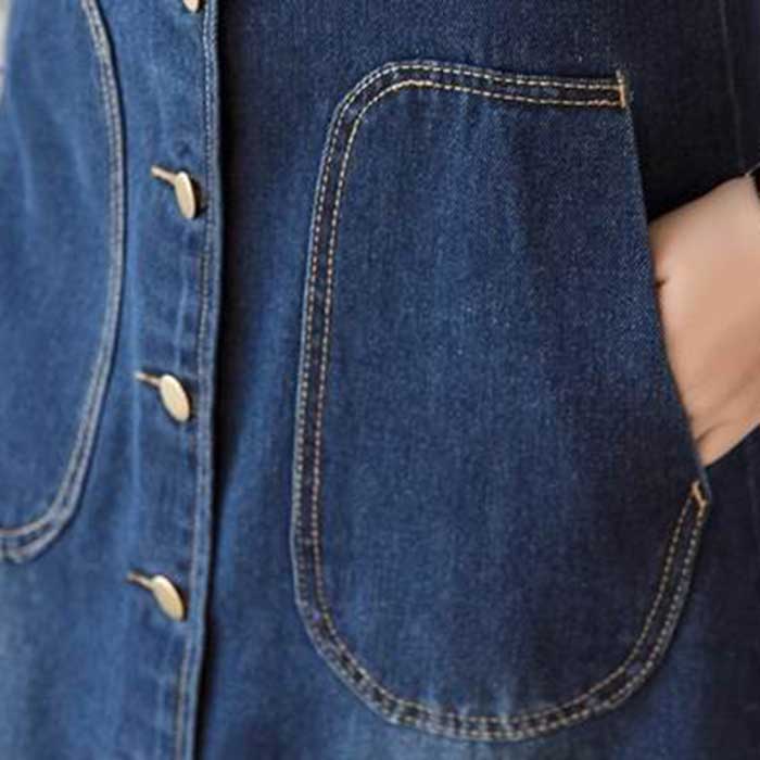 ワンピース ジャンパースカート 膝下 ノースリーブ オーバーオール スカート デニム つなぎ サロペット ブルー M ~ XL