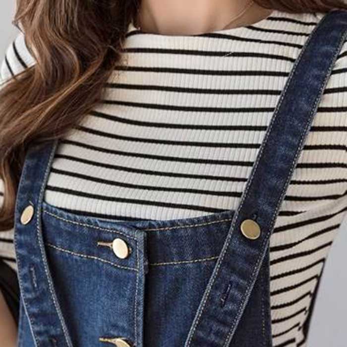 ワンピース ジャンパースカート 膝下 ノースリーブ オーバーオール スカート デニム つなぎ サロペット ブルー M ~ XL