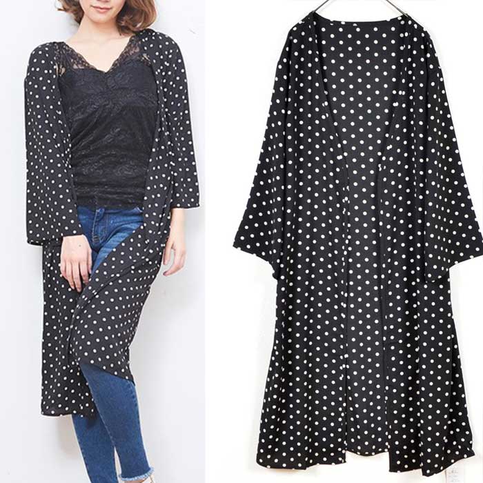 カーディガン レディース トップス シフォン ロング トッパ― 羽織物 春物 8分袖 F フリー 5567436