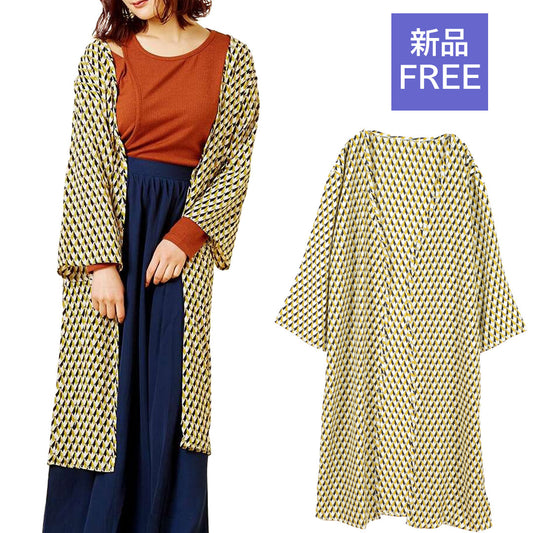 カーディガン レディース トップス シフォン ロング トッパ― 羽織物 春物 8分袖 F フリー 5567436