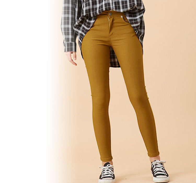 【5929242|M〜LL対応】ストレッチスリム レギパン|10分丈・無地カラーデニム・美脚スキニーパンツ