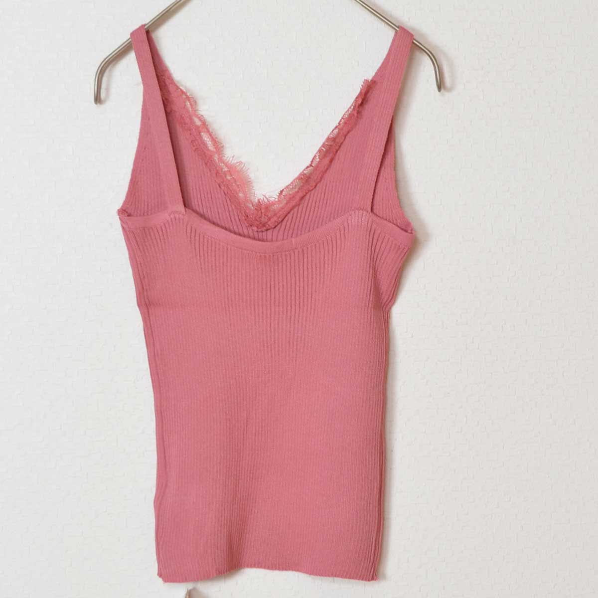 胸元レース ラグジュアリー ニット キャミソール リブ インナー レイヤード M