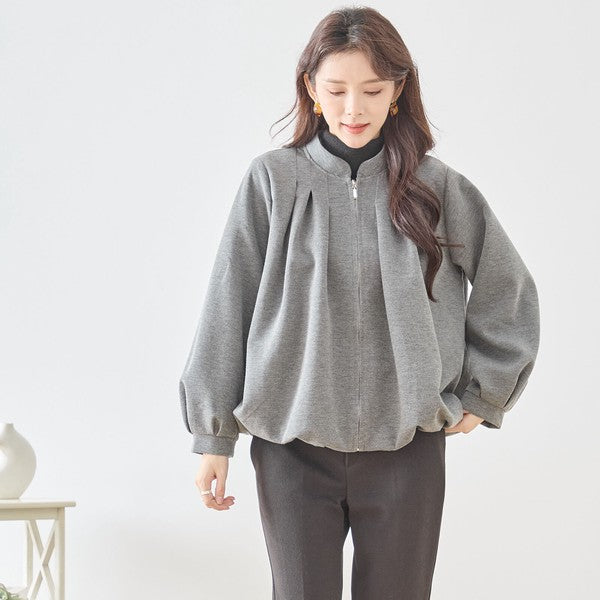 【M〜L】タックデザインジップアップブルゾン|TRUBE