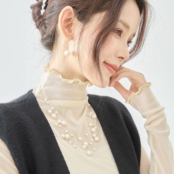 パールネックレス＆ピアス2点セット｜TRUBE