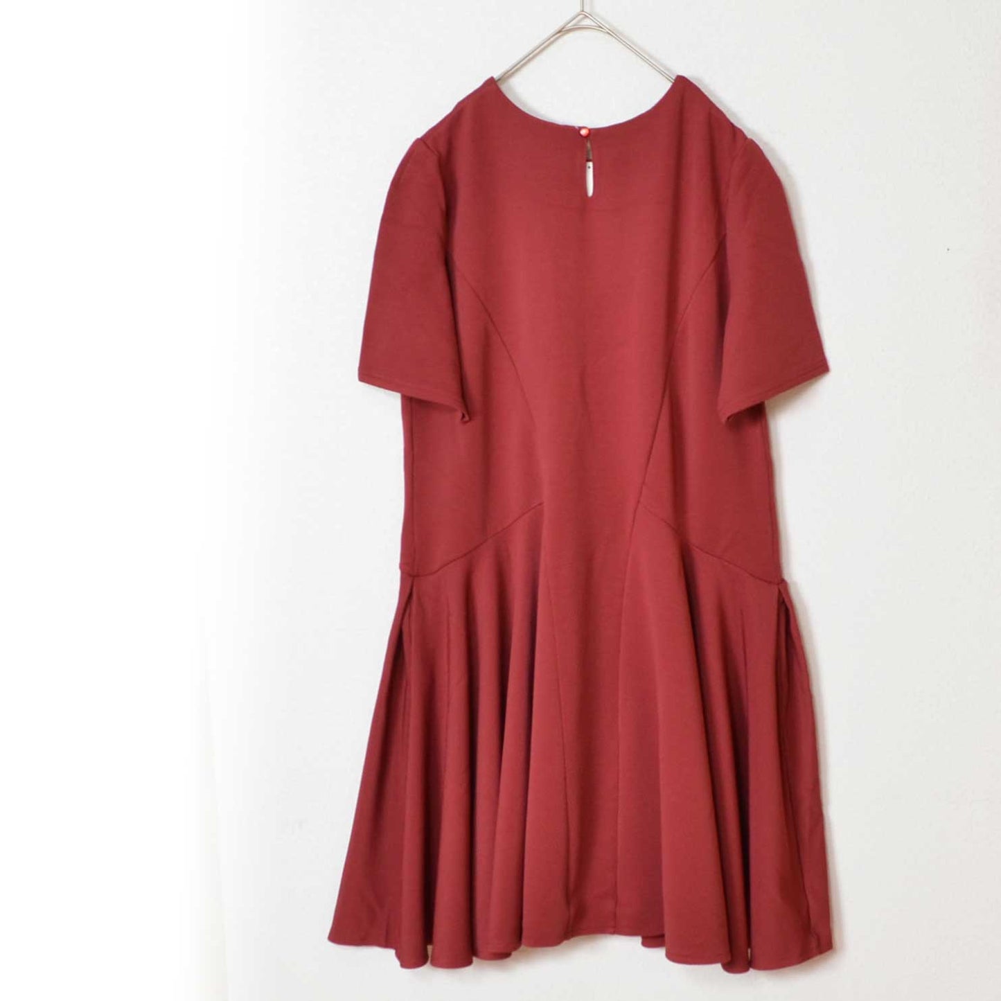 サックフレア ワンピース 半袖 プリンセスライン ストレッチ ゆったり 楽ちん 春夏