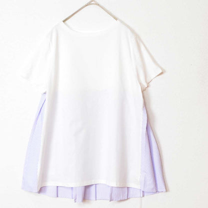 バックプリーツ Tシャツ 半袖 綿100 ゆったり 体型カバー 着痩せ M L