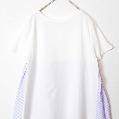 バックプリーツ Tシャツ 半袖 綿100 ゆったり 体型カバー 着痩せ M L