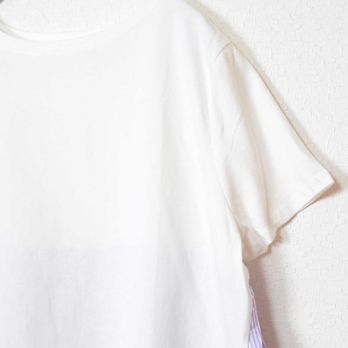 バックプリーツ Tシャツ 半袖 綿100 ゆったり 体型カバー 着痩せ M L