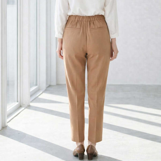 ピンタック スリット テーパードパンツ ハイウエスト 美脚 オフィス 着痩せ M