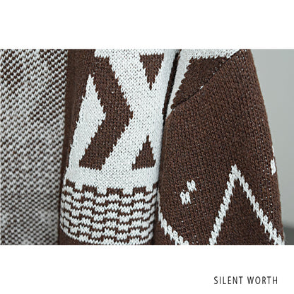 【SALE】【M】エスニック柄ロングニットカーディガン｜SILENT WORTH