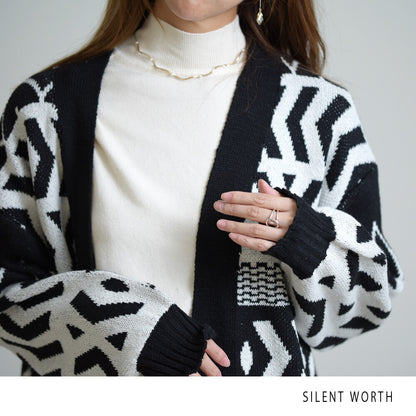 【SALE】【M】エスニック柄ロングニットカーディガン｜SILENT WORTH