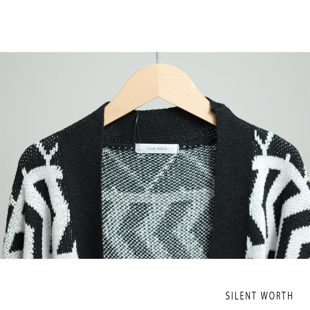【SALE】【M】エスニック柄ロングニットカーディガン｜SILENT WORTH