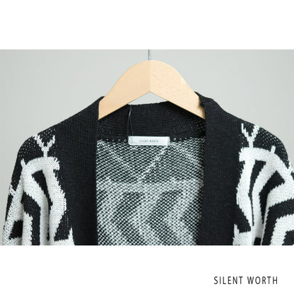 【SALE】【M】エスニック柄ロングニットカーディガン｜SILENT WORTH