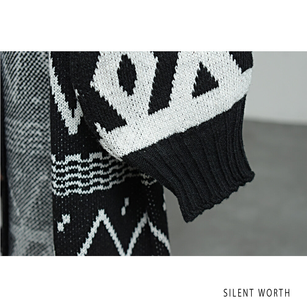 【SALE】【M】エスニック柄ロングニットカーディガン｜SILENT WORTH