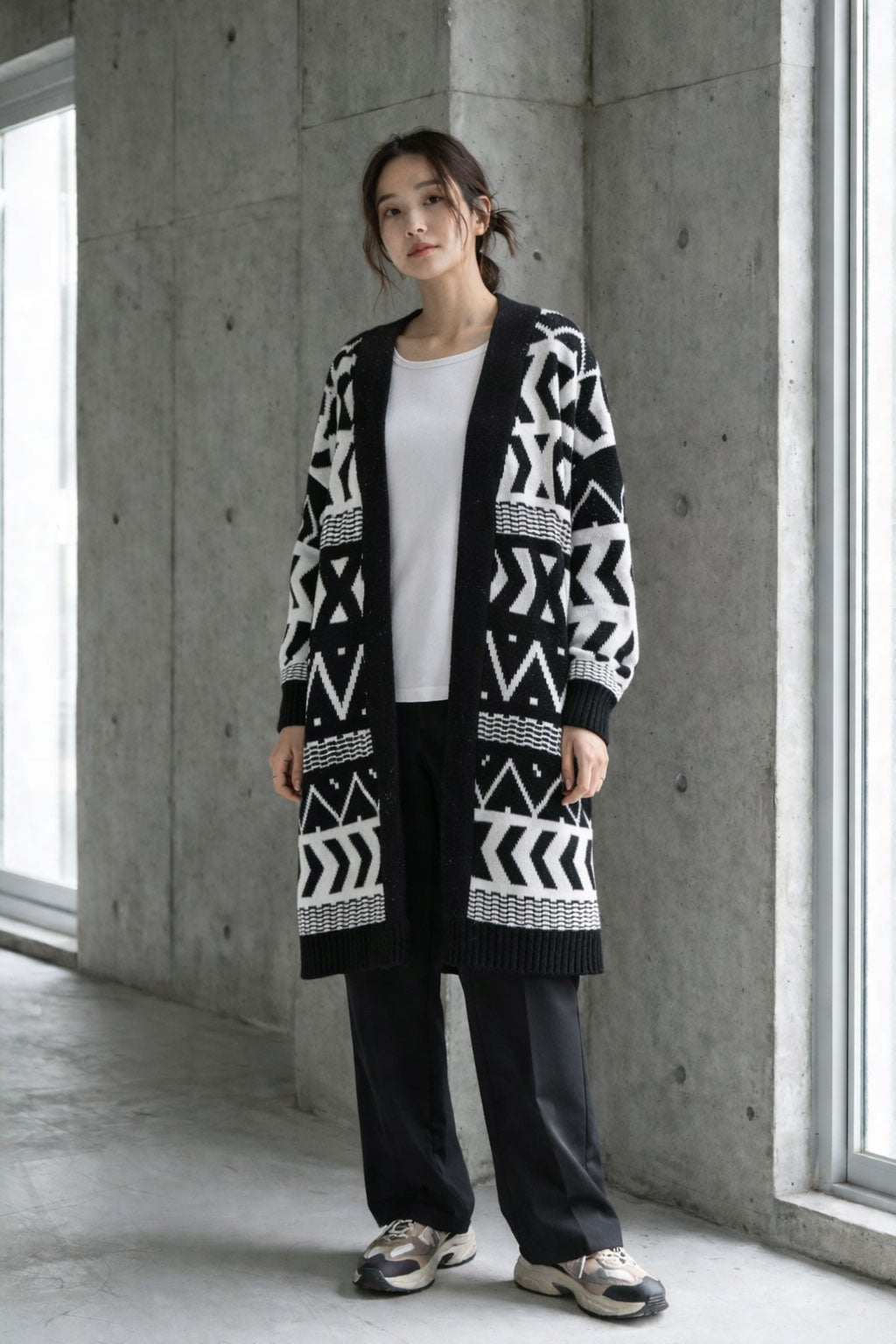 【SALE】【M】エスニック柄ロングニットカーディガン｜SILENT WORTH