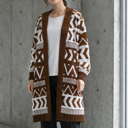 【SALE】【M】エスニック柄ロングニットカーディガン｜SILENT WORTH