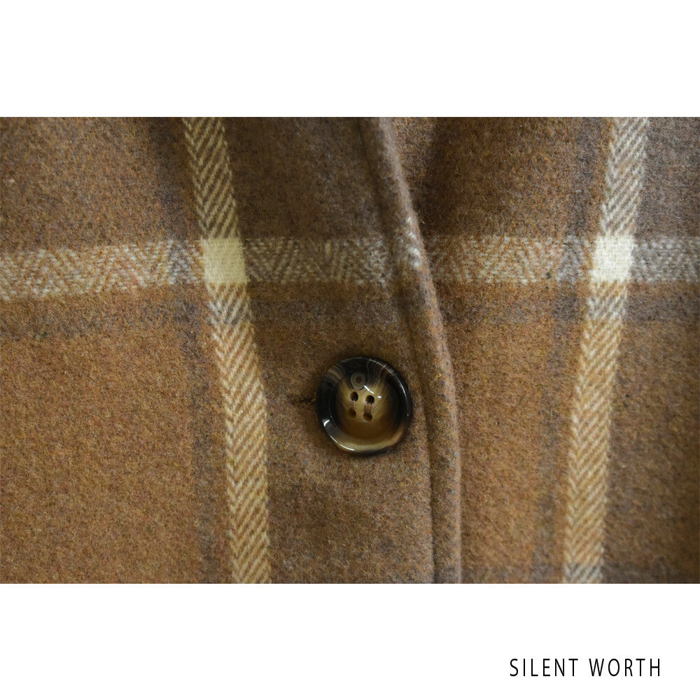 【SALE】【M】起毛チェック柄フードロングコート｜SILENT WORTH
