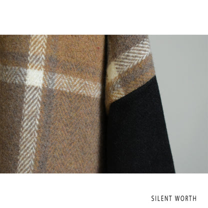 【SALE】【M】起毛チェック柄フードロングコート｜SILENT WORTH