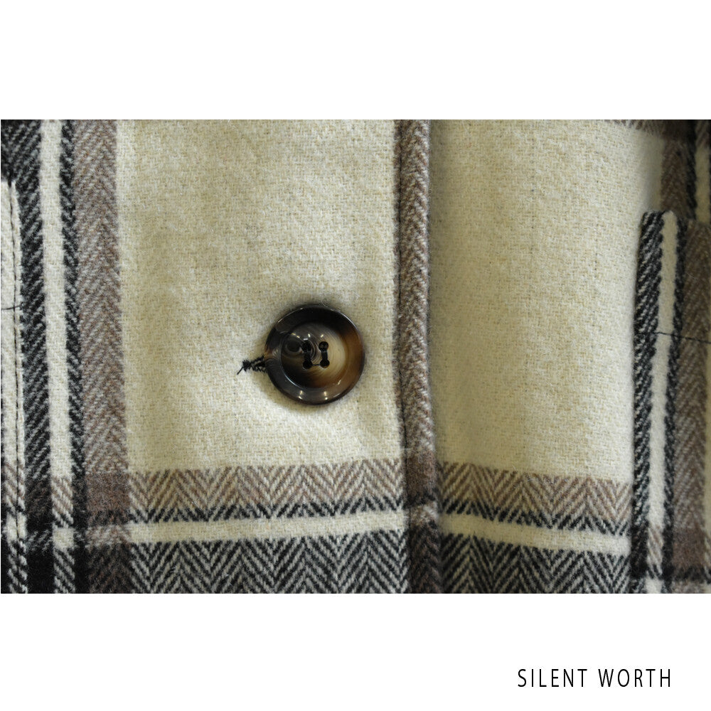 【SALE】【M】起毛チェック柄フードロングコート｜SILENT WORTH