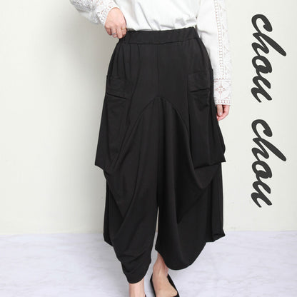 【M〜L】ワイドパンツ｜ウエストギャザーゴム・リラックスシルエット・綿混素材・11972932 chou chou