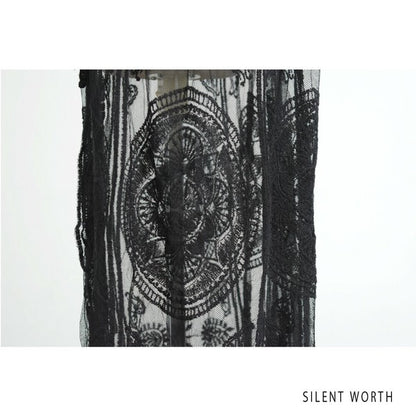 【M】綿混 チュール刺繍レース カーディガン SILENT WORTH｜シアー 上品 体型カバー 羽織り 夏 N-2736