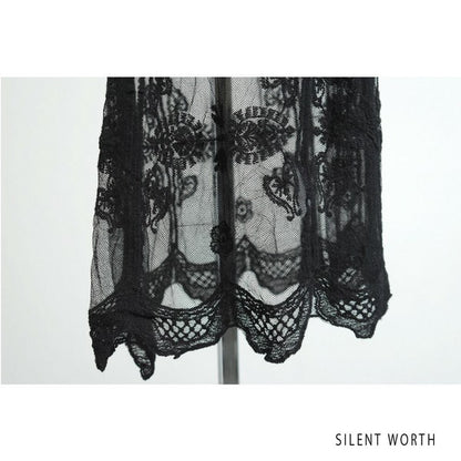 【M】綿混 チュール刺繍レース カーディガン SILENT WORTH｜シアー 上品 体型カバー 羽織り 夏 N-2736