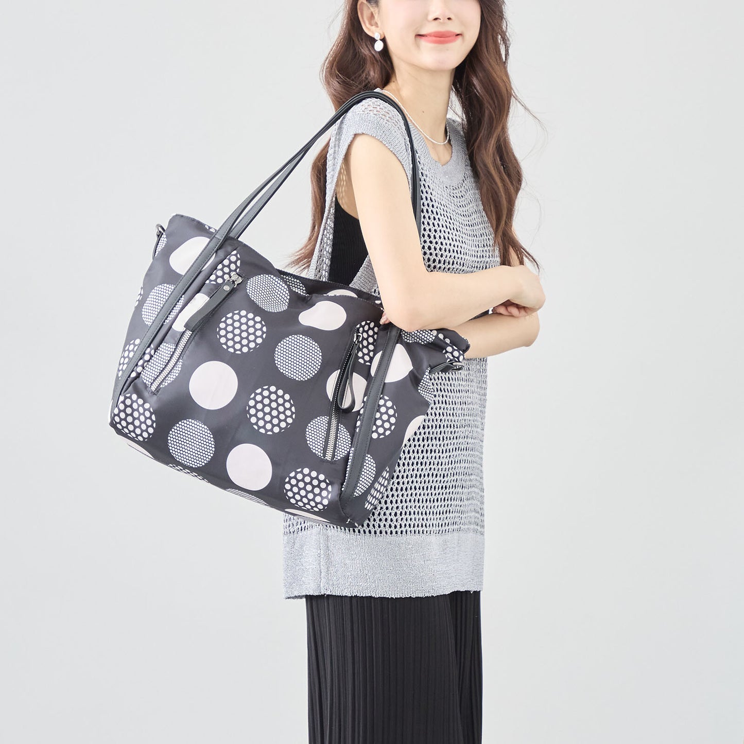 ランダム大ドット ハンド トート バッグ BAG (C39-393)