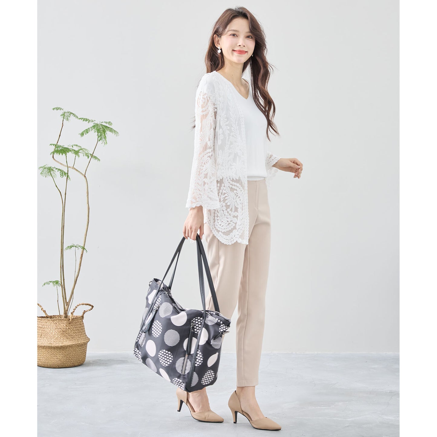 ランダム大ドット ハンド トート バッグ BAG (C39-393)