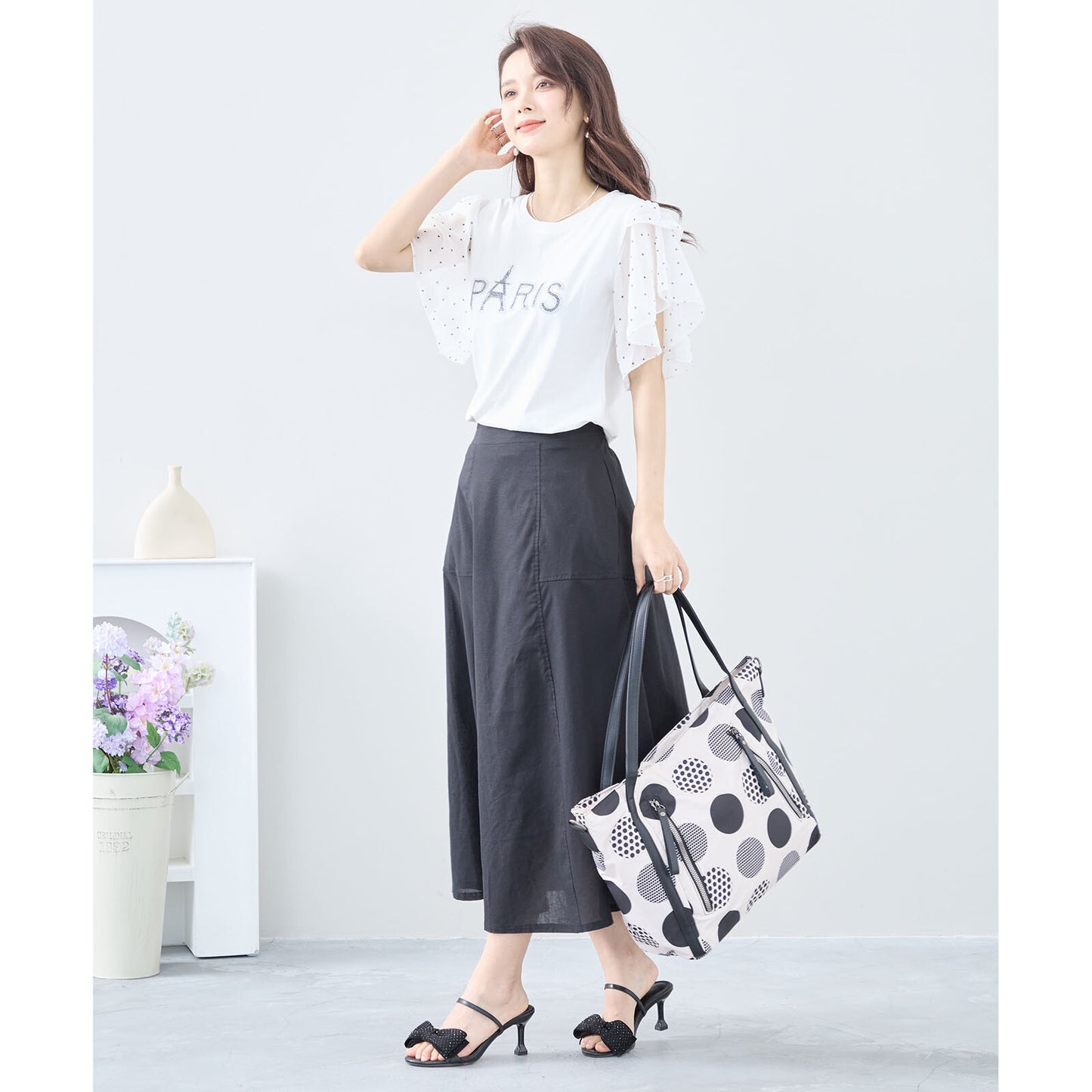 ランダム大ドット ハンド トート バッグ BAG (C39-393)