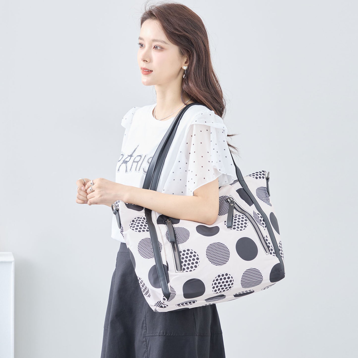 ランダム大ドット ハンド トート バッグ BAG (C39-393)