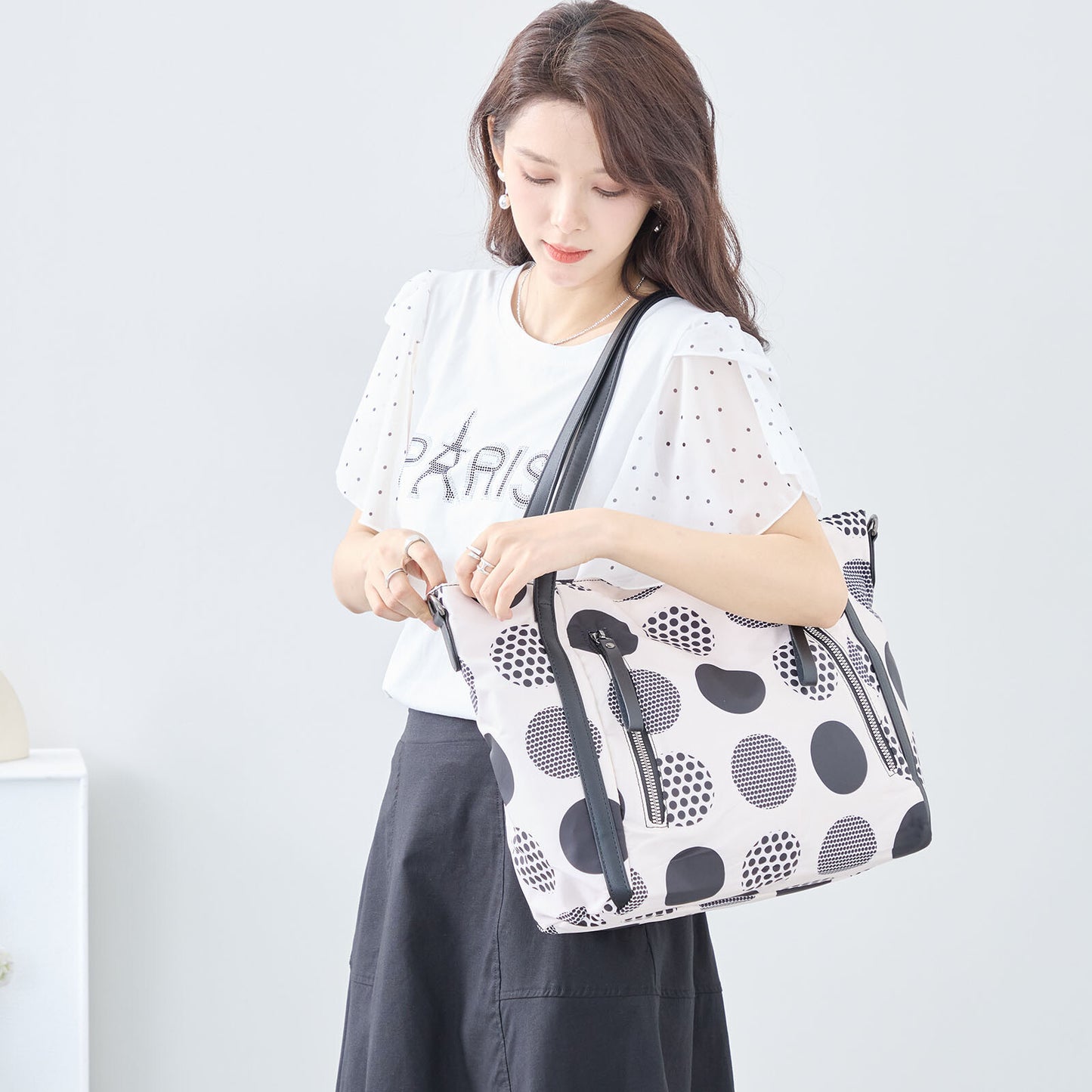 ランダム大ドット ハンド トート バッグ BAG (C39-393)