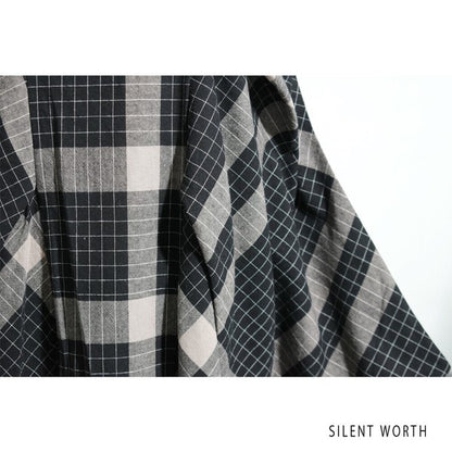 【Mサイズ】綿混チェック柄・タックデザインワンピース｜大人カジュアル・体型カバー・SILENT WORTH C-3086