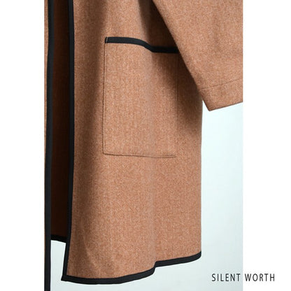 【M〜L相当】配色パイピング起毛ノーカラーコート｜軽量アウター・上品シンプル・秋冬アウター・C-3181