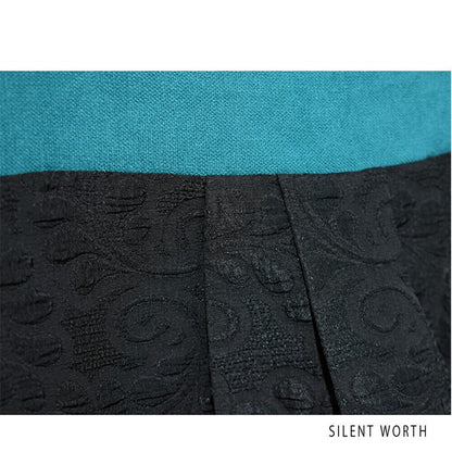 【Mサイズ】ふくれジャカード配色プルオーバー｜異素材切替・体型カバー・長袖トップス・秋冬・Z-093