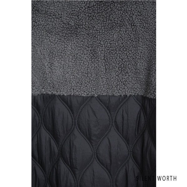 【Mサイズ】キルティング×ボアジャケット｜軽量あったか・ノーカラー・ゆったりシルエット・SILENT WORTH C-3189