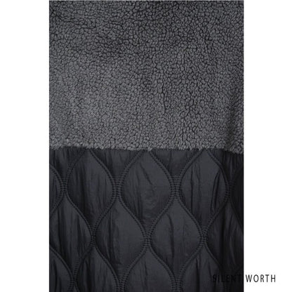 【Mサイズ】キルティング×ボアジャケット｜軽量あったか・ノーカラー・ゆったりシルエット・SILENT WORTH C-3189