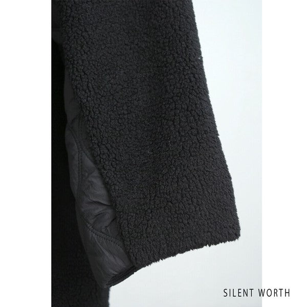 【Mサイズ】キルティング×ボアジャケット｜軽量あったか・ノーカラー・ゆったりシルエット・SILENT WORTH C-3189